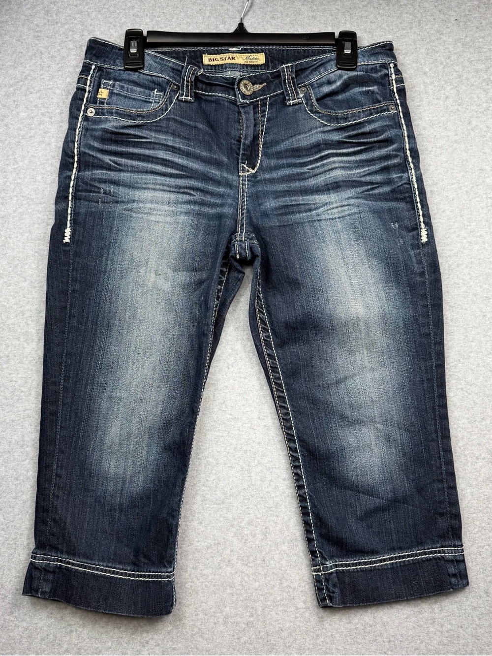 Y2K Big Star Maddie Mid Rise Capri Women’s Cropped Dark Wash Denim Jeans Size 28